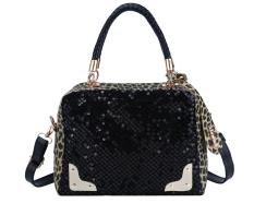 Jiaukon Women Fashion Sequins Leopard Splice Satchel Crossover Bag-Intl