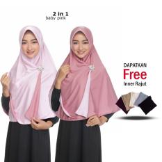 Jilbab 2 Warna Fashion Wanita Hijab Muslim Terbaru Atasan Wanita Muslimah Kerudung Bolak Balik Instant 2 in 1 Jumbo Syari Polos Modern Terlaris Jaman Now