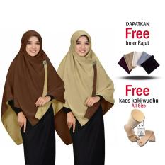 Jilbab 2 Warna Zannah Hijab Kerudung Segi 4 Bolak Balik Bahan Chiffon Double Hycount All Size Fashion Muslim Terbaru Modern Model Sekarang untuk Atasan Remaja Wanita Jumbo Syari Termurah Kekinian Harga Grosir