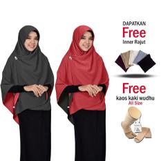 Jilbab 2 Warna Zannah Hijab Kerudung Segi 4 Bolak Balik Bahan Chiffon Double Hycount All Size Fashion Muslim Terbaru Modern Model Sekarang untuk Atasan Remaja Wanita Jumbo Syari Termurah Kekinian Harga Grosir