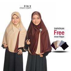 Jilbab 2 Warna Zannah Hijab Kerudung Syari Bolak Balik Instan Polos Khimar Panjang untuk Atasan Wanita Muslimah Jaman Now Terbaru Paling Laris + Free Inner Rajut Anti Pusing