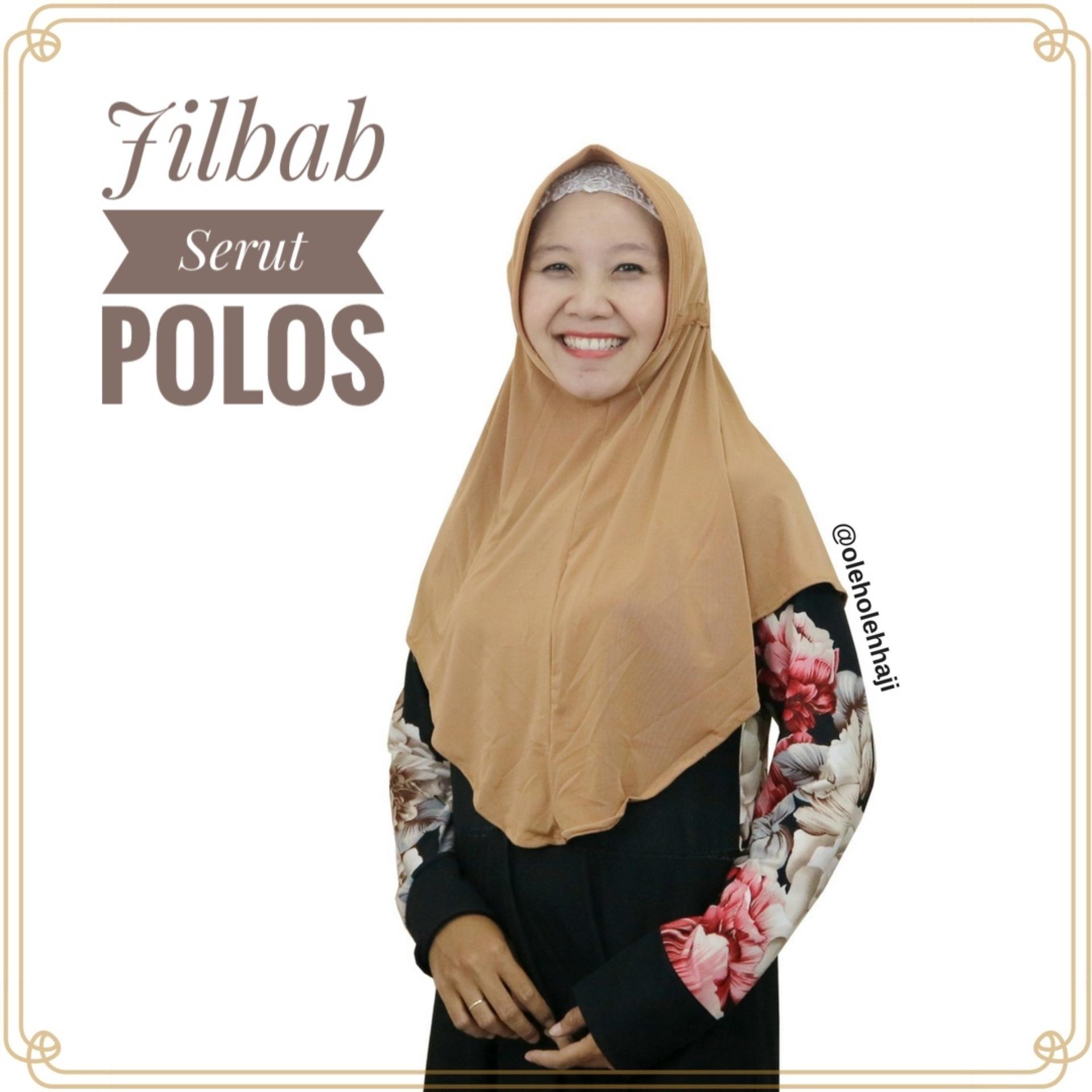 Jilbab Hijab Khimar Instan Serut Jokowi Polos Oleh Oleh Haji dan Umroh - Coklat Muda