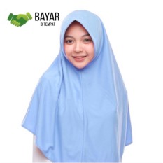 Jilbab Instan Najwa Polos Hijab Instan Grosir Kerudung Polos Kaos katun TC - Biru Muda