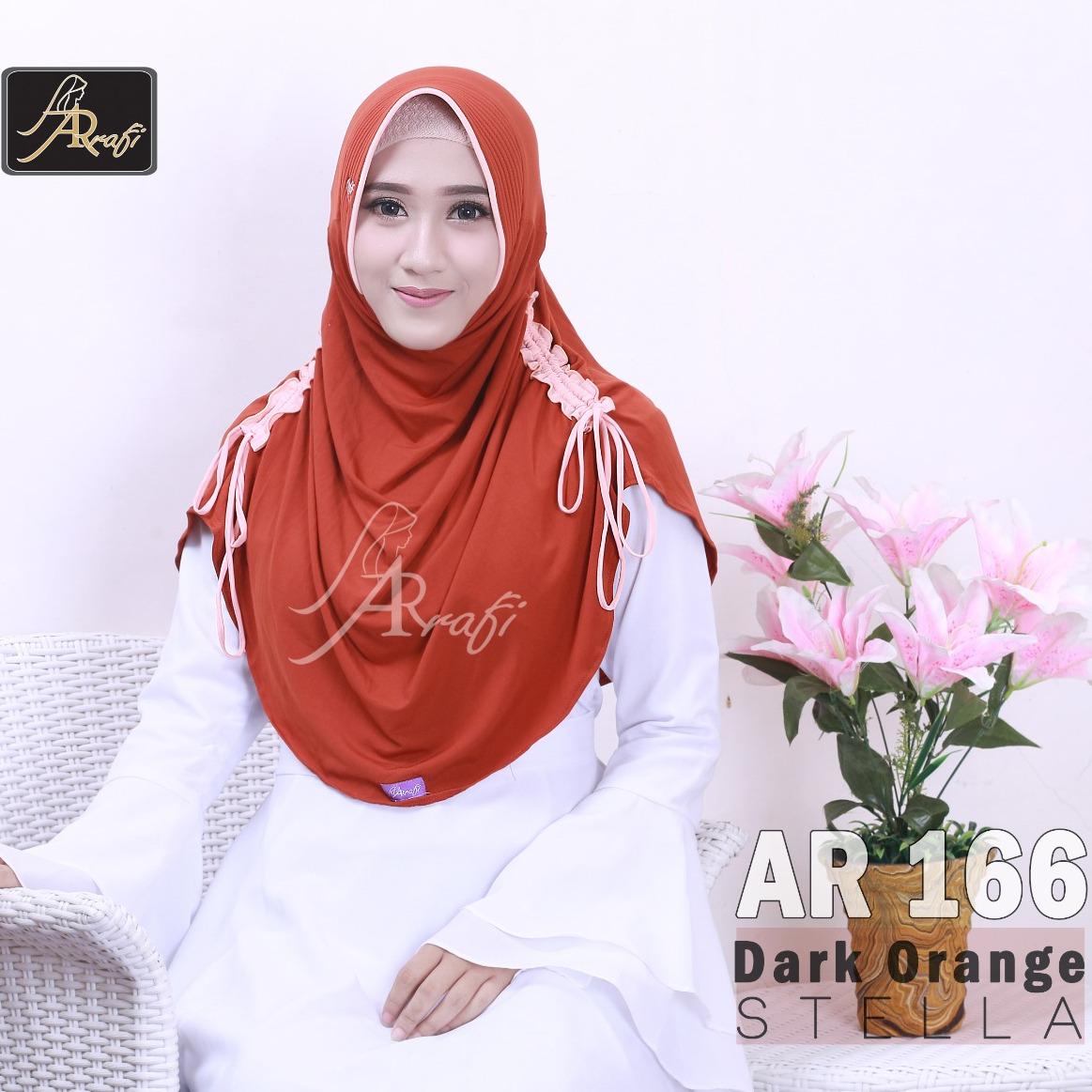 jilbab instan Rumana Serut kombi Arrafi (warna Dark Orens) - AR166 - hijab kerudung syari khimar permata fashion muslim gamis bergo rumana serut