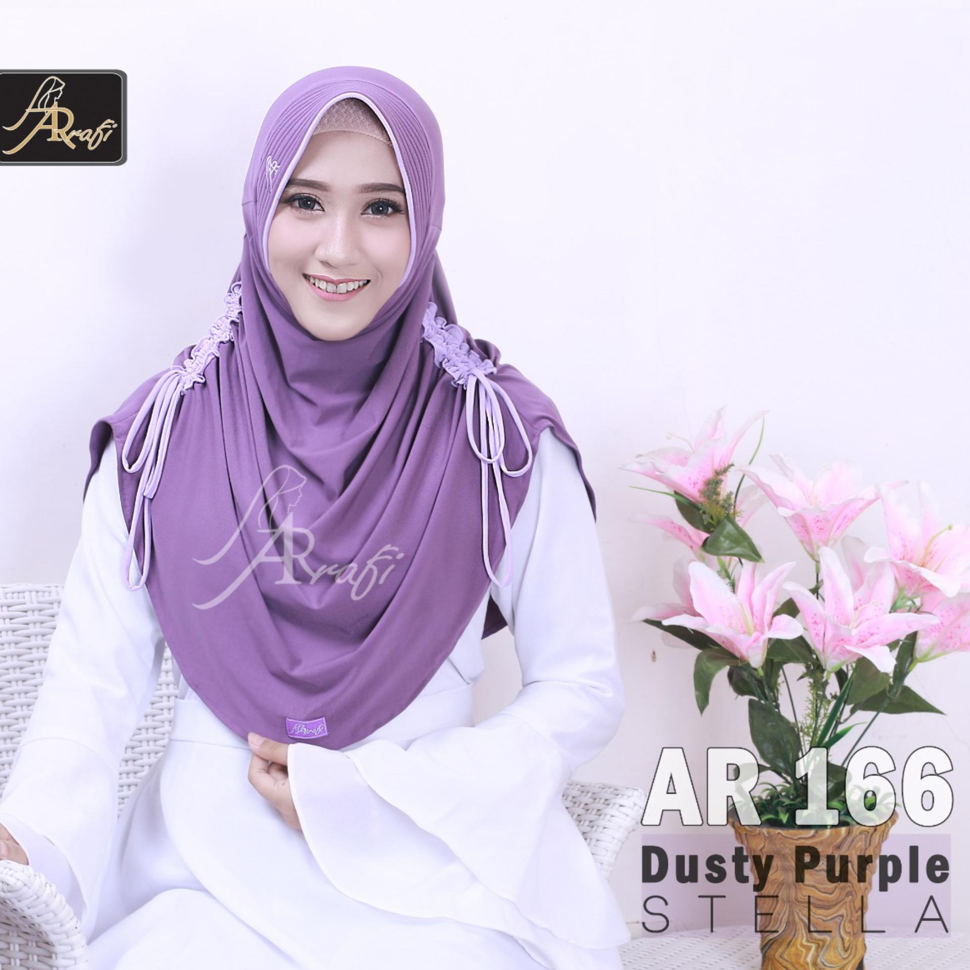 jilbab instan Rumana Serut kombi Arrafi (warna Dusty Purple) - AR166 - hijab kerudung syari khimar permata fashion muslim gamis bergo rumana serut