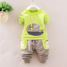 Jingdong Versi Korea dari Musim Semi atau Musim Gugur Baru Bayi atau Celana Panjang (Ikan Paus Set Hijau Neon)