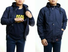 3R jaket parasit taslan casual cowo biru dongker