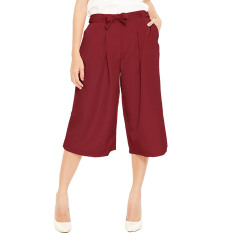 JO & NIC Jessica Pleats Culotte Pants - Celana Kulot - Red