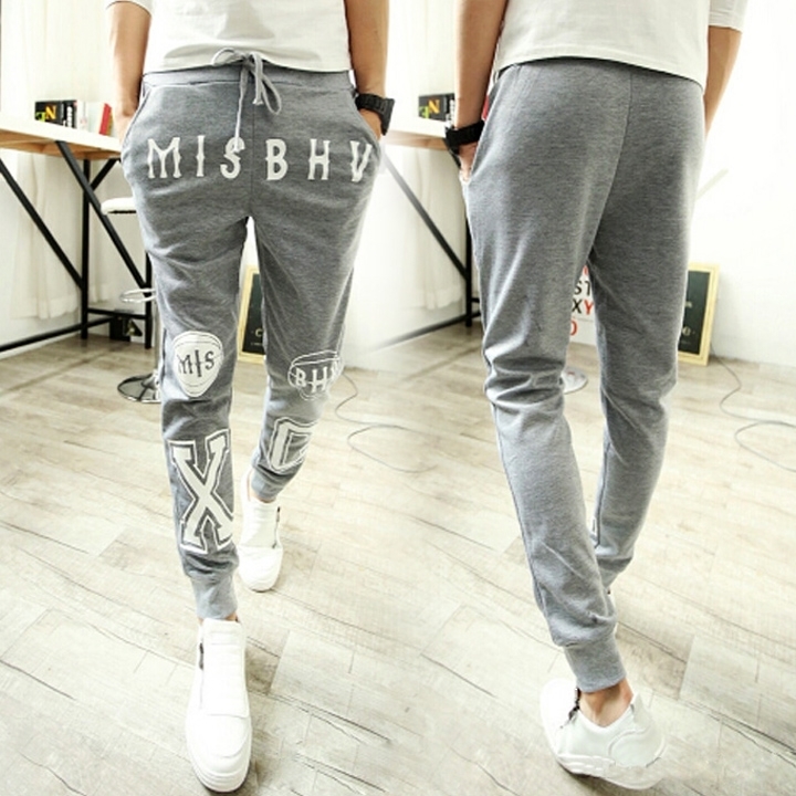 Jo. In Pria Dicetak Harem Sweat Pants Celana Jogging Menari Celana Panjang Celana (Abu-abu)-Intl
