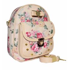 Tas wanita , Taswanita , Tas selempang , Tas selempang wanita , slingbag , Tas 2in1 , Backpack , Tas gemblok , Tas Ransel , Bunga , Motif bunga , 2In1 Rose 02 - Cream