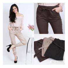 JOGGER PANTS COTTON STRETCH FOR LADIES (celana jogger katun wanita) - BLACK