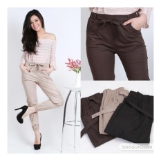 JOGGER PANTS COTTON STRETCH FOR LADIES (celana jogger katun wanita) - BROWN