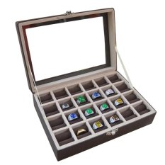 Jogja Craft Bown Cream Ring Box / Tempat Cincin / Box Cincin / Kotak Cincin Isi 24