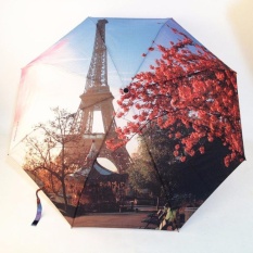 JOJO Otomatis Paris Tower Oil Painting Payung/Anti-Uv SUN/Rain Payung-Intl