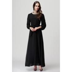 JOJO Baru Fashion Style Lady Muslim Wanita Colorful Muslem Gaun Islamstyle Wanita Muslim Hitam-Intl