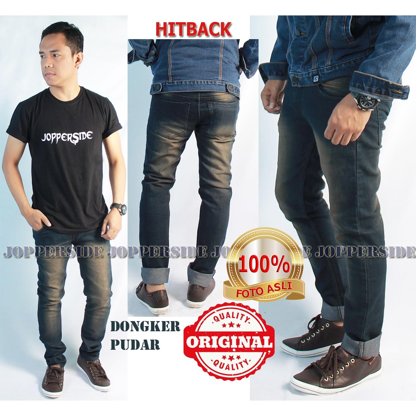 JOPPERSIDE HITBACK CELANA PANJANG JEANS PRIA ORIGINAL DENIM DONGKER NAVY GELAP PUDAR