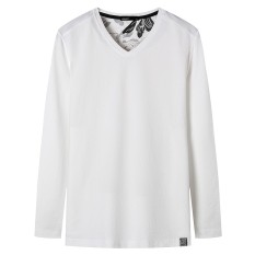 Josalem Modis Kerah V Sederhana Muda Korea Gaya Modis Kaos Lengan Panjang Baju Dalaman (Putih)
