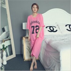 Joy Korea Modis Korea Wanita Rumah Furnishing Tidur Gaun Pakaian Merah Muda-Internasional