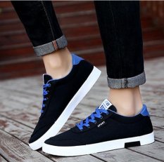 JOY Sepatu Pria Gaya Korea Bahan Kanvas (Hitam)