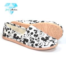 JRC flatshoes slipon hitam putih mickey mouse disney model toms wakai