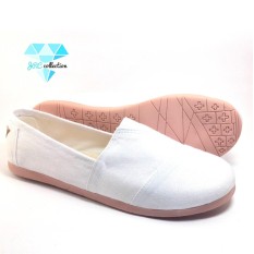 JRC sepatu wanita flatshoes slip on jeans putih sejenis toms/wakai