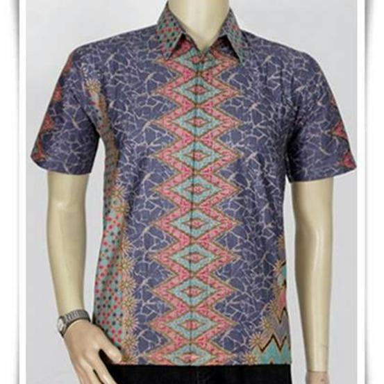 JUAL BAJU BATIK PRIA Baju Batik Kantor Batik Pekalongan Motif Khatulistiwa - Abu abu