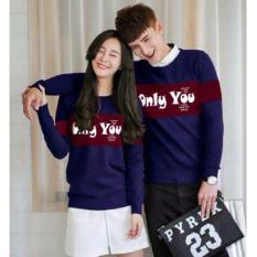 Jual Baju Couple - Kaos Kapel Lengan Panjang - Pakaian Pasangan ( Kembaran / Coupel / Capel / Kapelan ) Lp Only You Navy