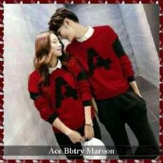 Jual Kaos Pasangan - PROMO Lengan Panjang Murah - Ace LP Maroon