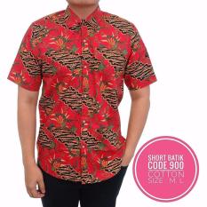 jual kemeja casual pria motif batik merah murah 900