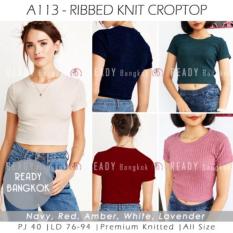 JUAL RUGI SALE PROMO Ribbed Knit Croptop Import Bangkok High Quality Rajut Atasan Wanita Crop Top