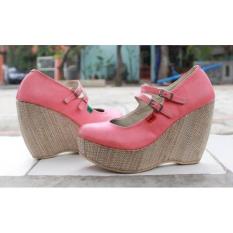 Jual Sepatu Kickers Wedges Two Straps Pink Baru | Sneaker