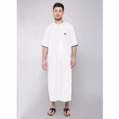 Al-Isra Jubah Arabi Pakaian Muslim Gamis Pria Lengan Pendek (Putih)