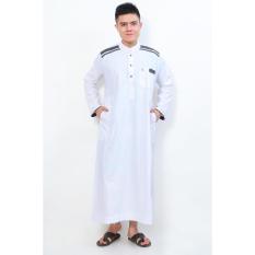 Jubah Muslim Gamis Pria Cordova Putih List Abu tua AL-ISRA PROMO TERLARIS