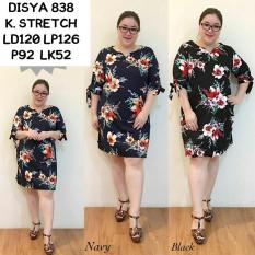 JUMBO DISYA 838 DRESS BIGSIZE BAHAN KATUN STRETCH FIT TO XXL MIDIDRESS