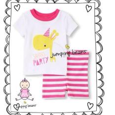 Jumping Bean- Setelan Safari Party white stripe - Pink