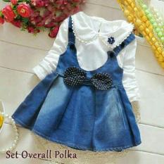 Ladies Fashion Jumpsuit Anak / Baju Perempuan Polkadot 2 - 4 tahun / Baju Kodok / Baju dan Celana Polos / Trendy Lucu Bagus Kiddy (tse erallov lkapo) XR - Putih Biru D2C