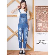 Jumpsuit Wanita Jeans / Jamsuit Wanita / Jumsuit / Setelan Wanita / Celana Panjang Wanita / Baju Setelan Baju Kodok Ripped Square CK 803 - Ancienstore