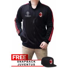Just Cloth Jaket Jersey Football AC Milan + Free Topi Snapback AC Milan Htm - Hitam
