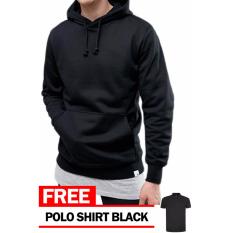 Just Cloth Jaket Pullover Hoodie Polos Hitam + Free Polo Shirt - Hitam