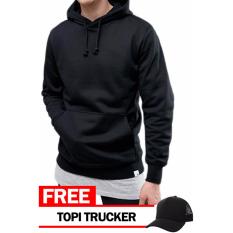 Just Cloth Jaket Pullover Polos + Free Topi Trucker Polos - Hitam
