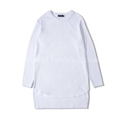 High Street Bieber sehari-hari netral casual kaos lengan panjang Depan Pendek Belakang Panjang lengkung Bagian Bawah Warna Polos Bawahan hitam polos Putih Polos