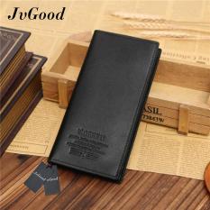 JvGood Fashion Pria Dompet Pria Dompet Klasik Panjang Kulit PU Lembut Dompet Lipat Pria Bifold Bermerk