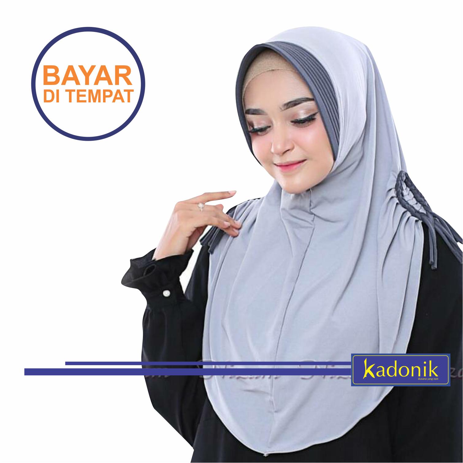Kadonik Hijab / Jilbab / Khimar Serut Samping 2 Tone Dress