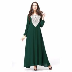 Kaftan Jilbab Islam Abaya Muslim Dress (Hijau)