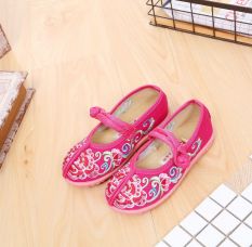 Kain Beijing Tua Gadis Kostum Buatan Tangan Sepatu Kain Bekas Bordir Her (Mawar Merah)