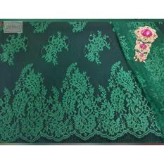 Kain Brokat Soltis Premium / Semi Prancis Soltis Motif Kenara 3m - Hijau Botol