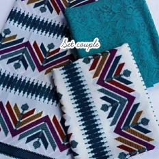 Kain satin bali murah set couple keluarga motif bima tosca