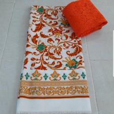 kain satin kebaya bali setelan motif mawar rambat - hitam