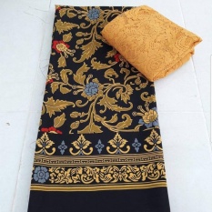 kanaya- kain satin kebaya bali setelan motif mawar rambat - hitam
