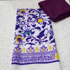 kain satin kebaya bali setelan motif mawar rambat - Ungu